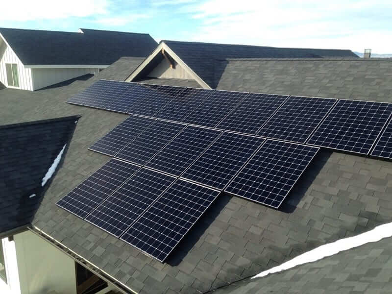Solar panels on grey roof