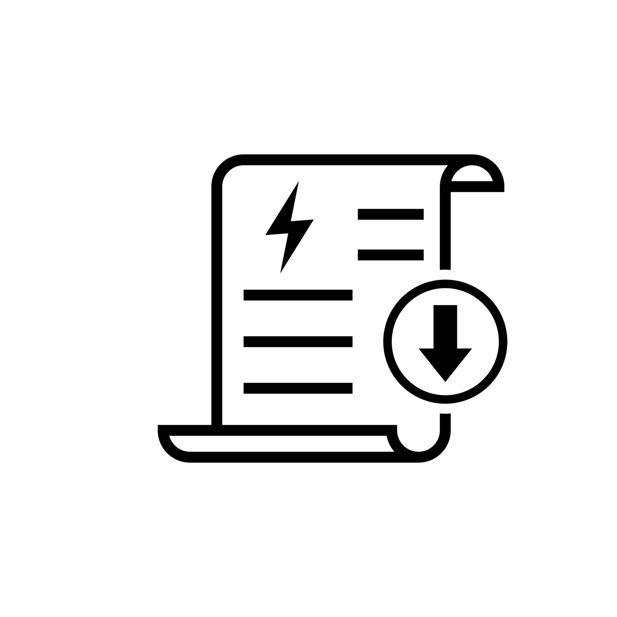 Document graphic with lighting and arrow icons