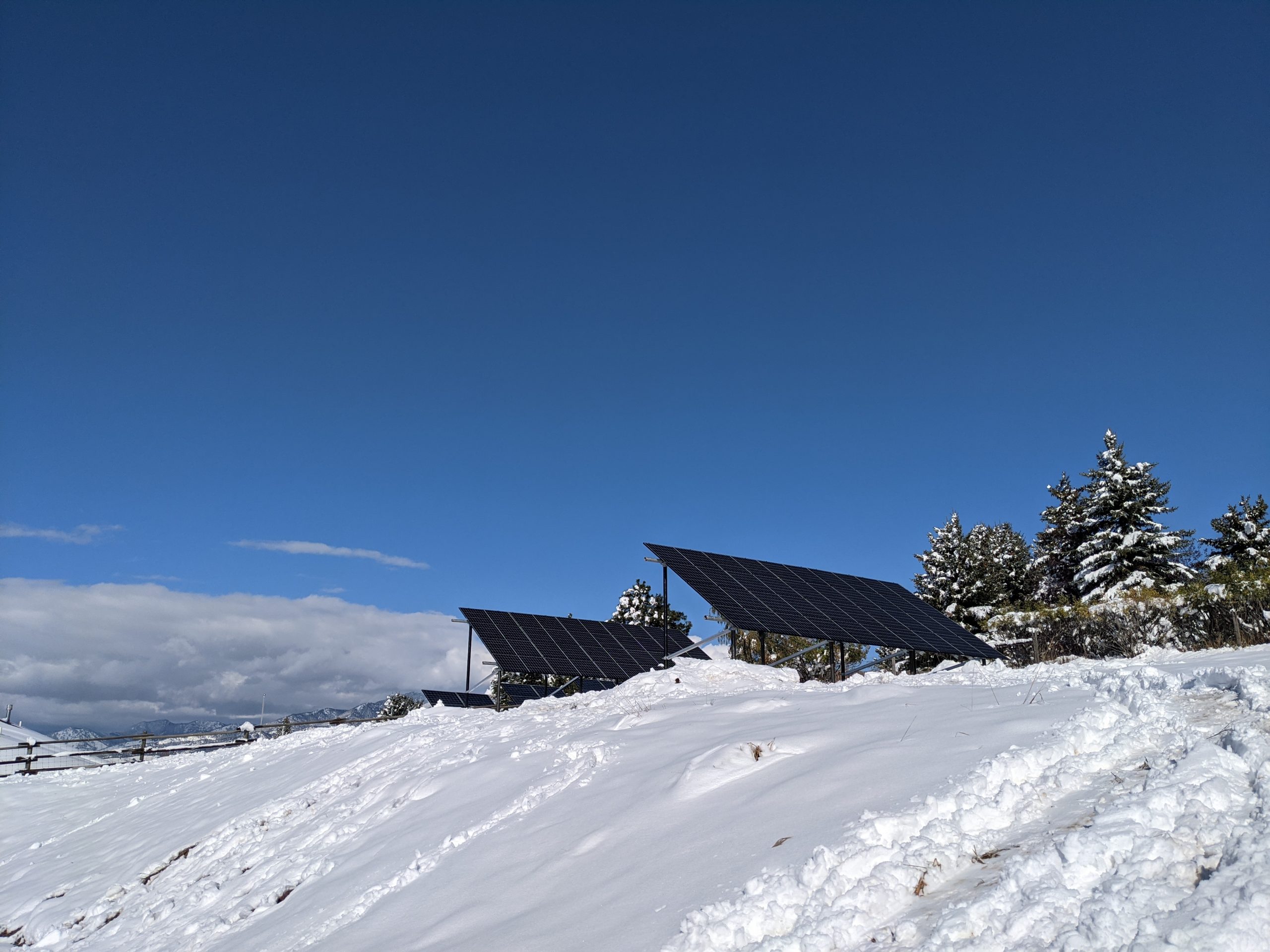 Off Grid Solar Panels in Snowy Mountains