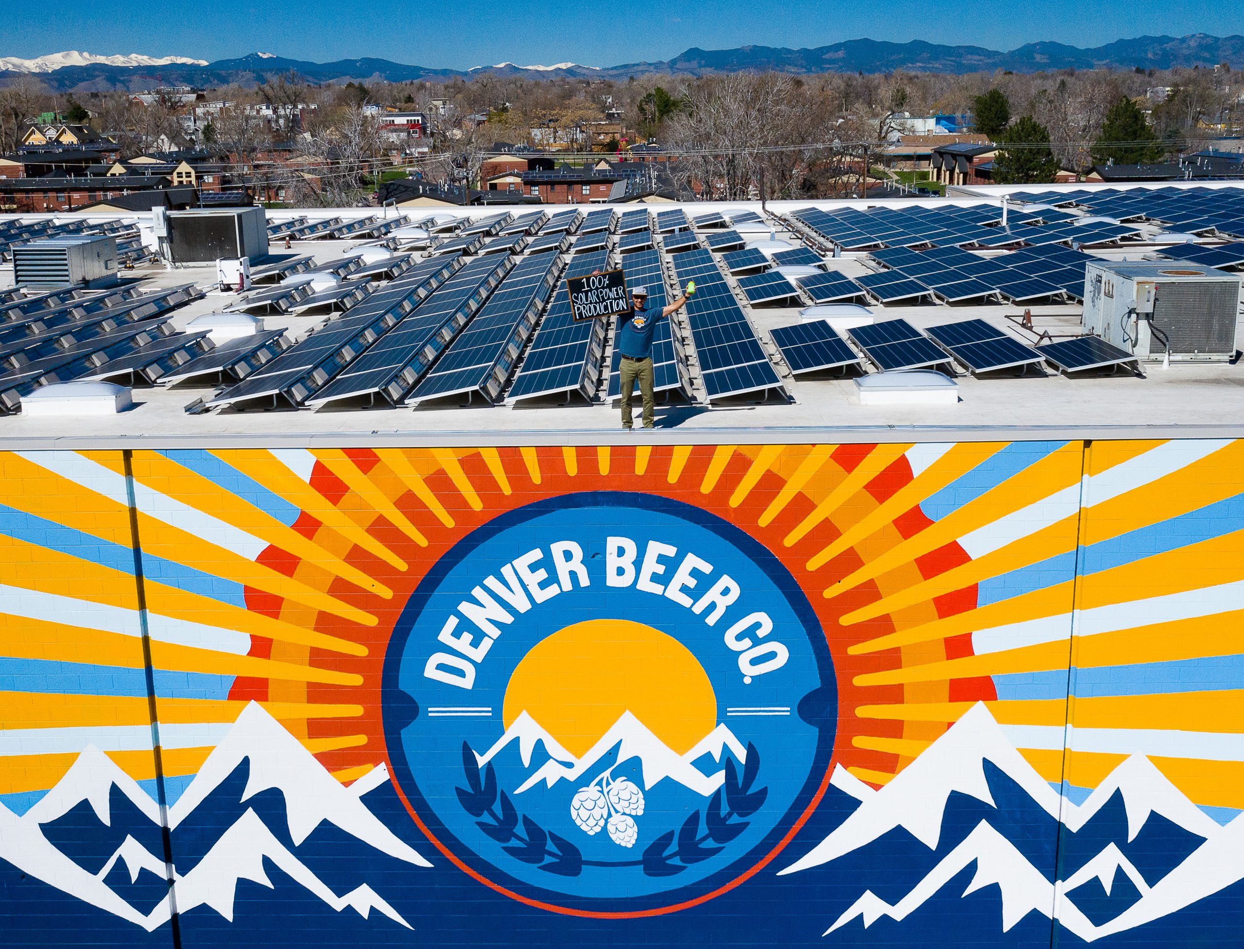 Overhead photo of solar installation on Denver Beer Company